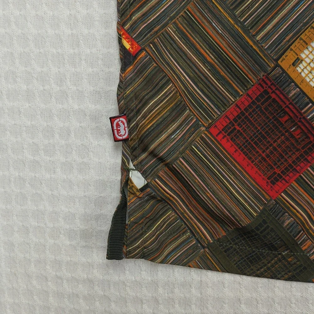 Ecko Unltd Complex Mens XL Brown Geometric Boombox Embroidered Button Up Shirt - Picture 9 of 11